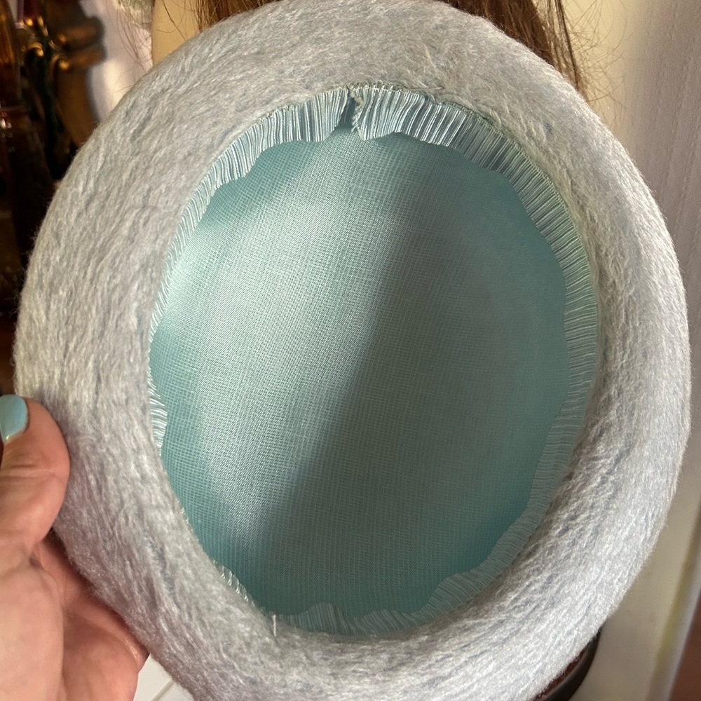 Vintage Baby Blue Hat with Cristal Embellishment - Picture 7 of 7